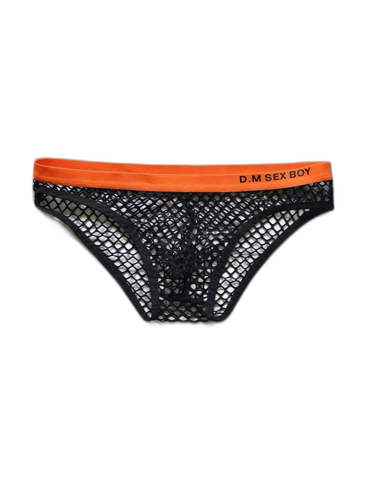 3 Pack Men's Low-Waist Sexy Big Mesh Breathable Transparent Sports Briefs