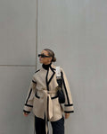 Casual Double-sided Woolen Coat Lace-up Contrast-color Mid-length
