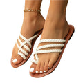 Women's Flat Slippers Plus Size Woven Casual Slippers