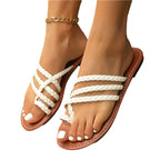 Women's Flat Slippers Plus Size Woven Casual Slippers
