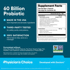Physician's CHOICE Probiotics 60 Billion CFU – 10 Strains + Organic Prebiotics | 84ct