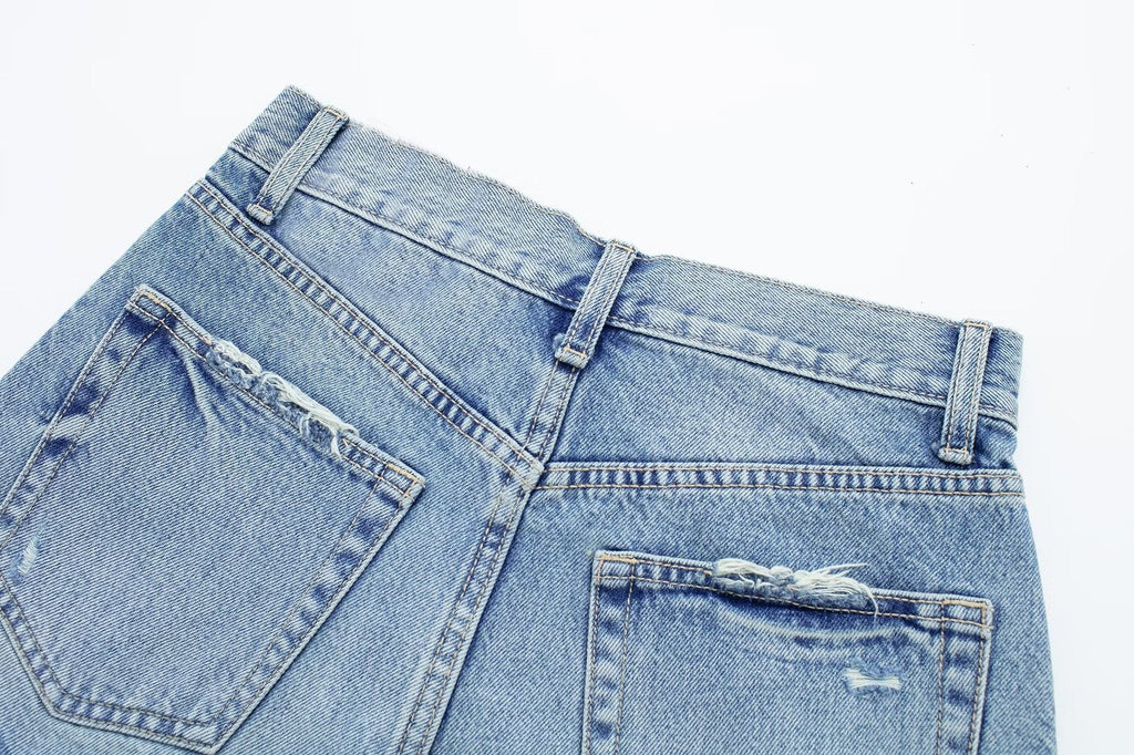 Women's Raw Edge Denim Casual Shorts