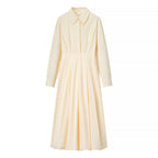 Women's Cotton Solid Color Long Sleeve Dress