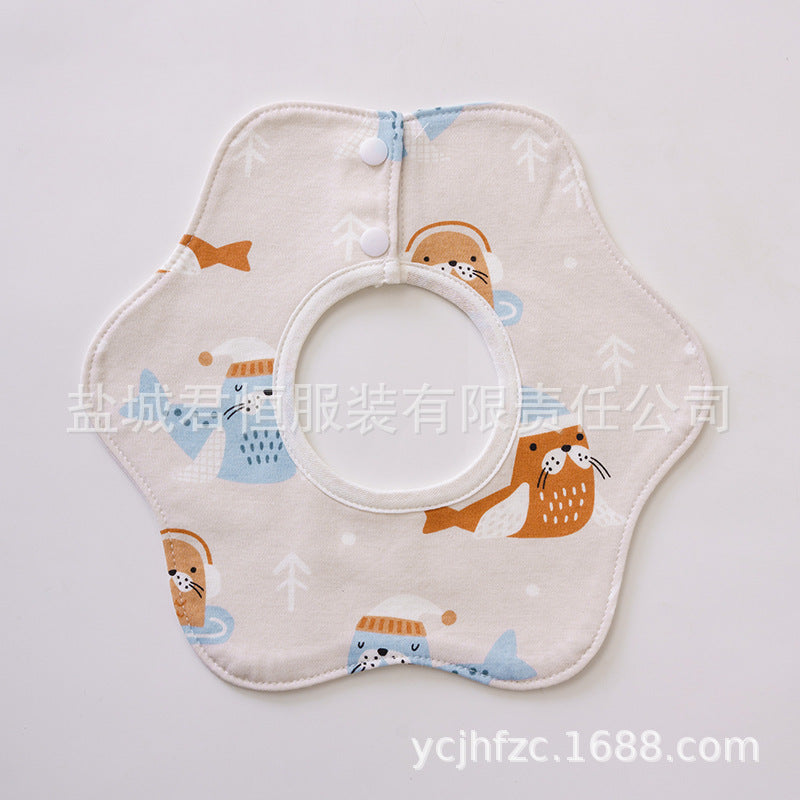 Pure Cotton 360° Rotatable Baby Bib - Petal-Shaped Drool Bib