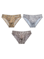 3 Pack ALLMIX Men's 3D Pouch Sexy Leopard Print Ice Silk Briefs