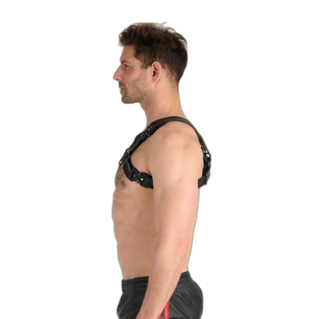 Prowler RED Leather Bull Harness With Metal Fittings Black