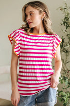 Rose Red Striped Blouse Women UK | Casual Summer