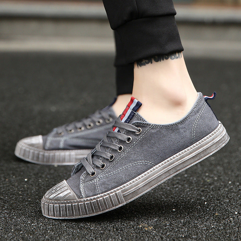 Black distressed casual shoes