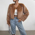 Fashionable Winter Wear Thickened Warm Long-sleeved Cardigan Fur Coat