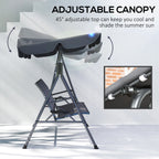 Outsunny 3 Seater Swing Chair, Garden Swing Seat Bench with Adjustable Canopy, Rattan Seat and Steel Frame for Patio, Yard, Grey
