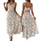 European And American Vacation Style Sling Dress Irregular Stripe Design