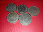 COIN : 5 OLD STYLE BRITISH 50P'S