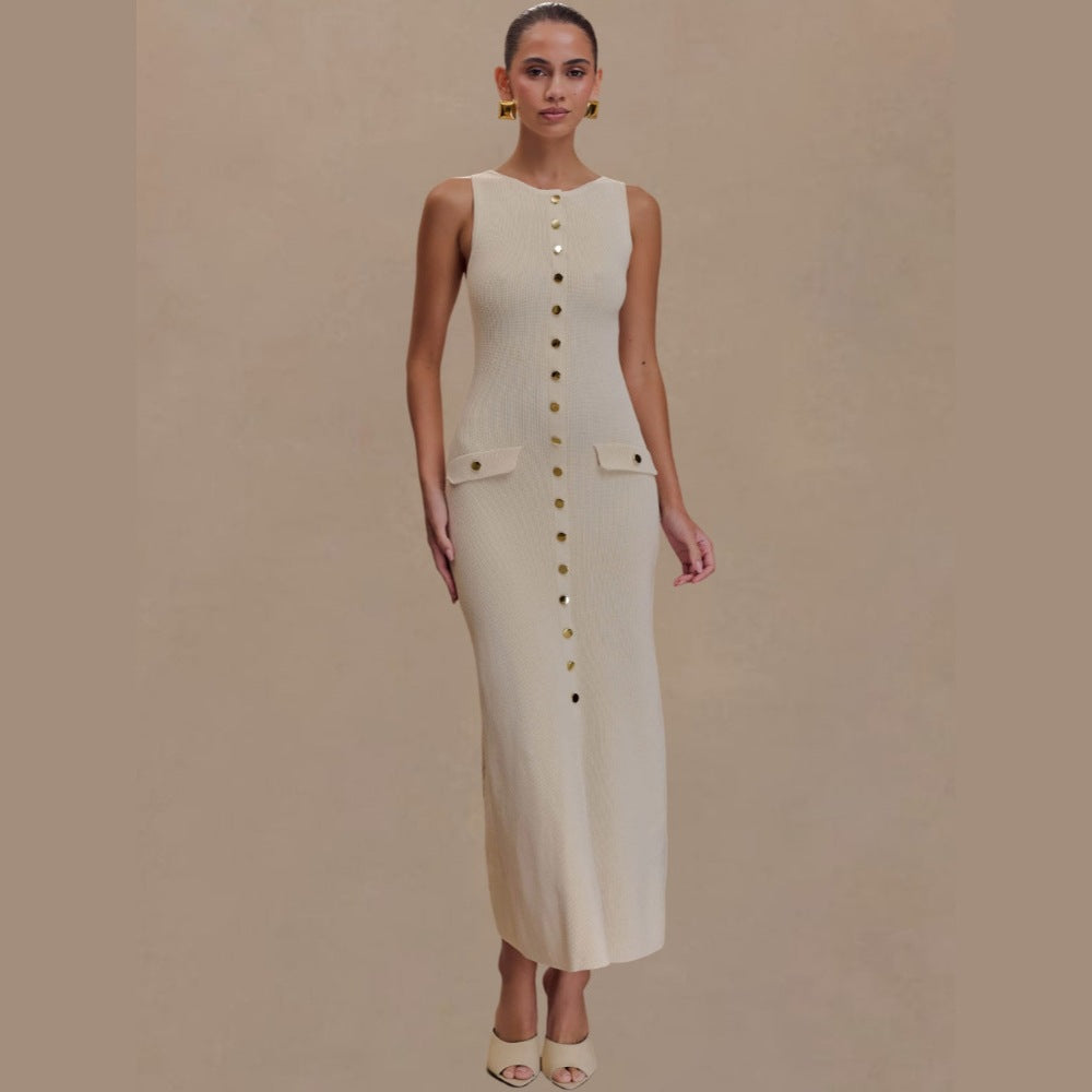 Knitted Elegant Sleeveless Dress For Women