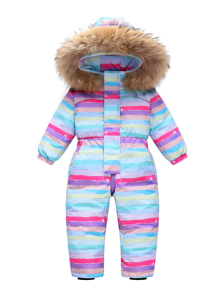 New-style Winter Down Jacket Thickened Children's One-piece Ski Suit