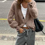 Fashionable Multi-color Sweater With Long Sleeves And Buttons For Women