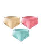 3 Pack Men's Cooling Silktech Briefs - U-Pouch Design & Checkered Antibacterial Lining