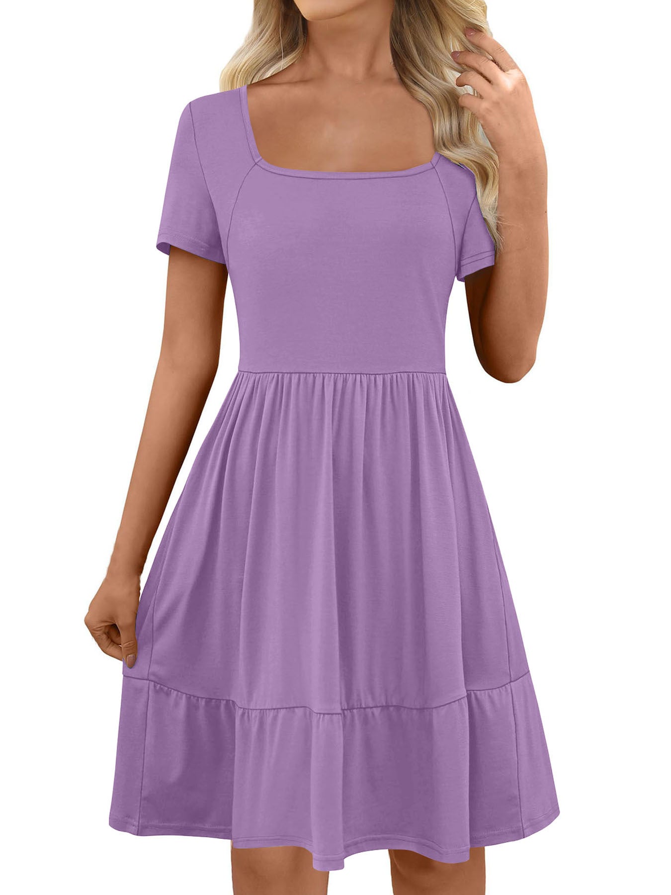 Women's Solid-color Short Sleeve Dress