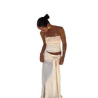 Sexy Patchwork Chest Wrap Midriff-baring Top Slim Fit Temperament Sheath Long Dress Suit