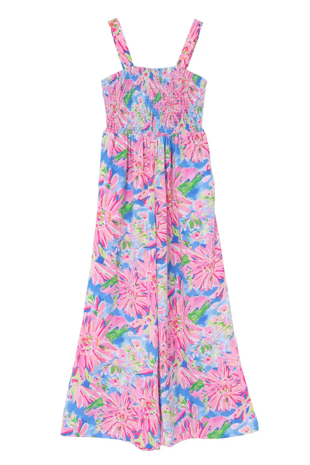 Smocked Square Neck Wide Leg Jumpsuit Women UK