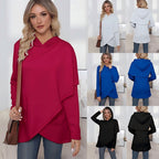 Long Sleeve Irregular Solid Color Hoodie Women