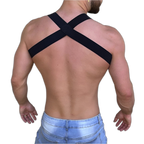 Elastic Chest Harness with Gold Chains
