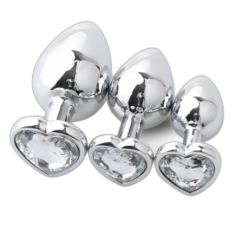 Heart Metal Anal Plug Set - Training Kit