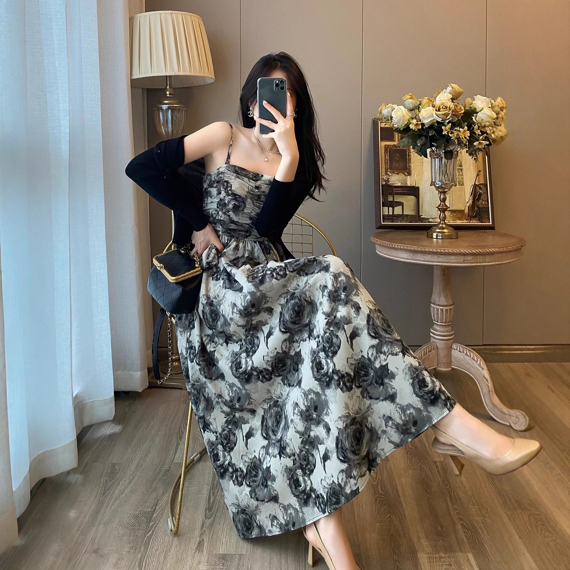 Laid-back Ink-wash Slip Dress
