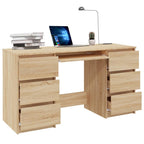 Modern Wooden Home Office Computer Desk Table With 6 Storage Drawers