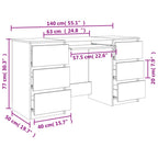 Modern Wooden Home Office Computer Desk Table With 6 Storage Drawers