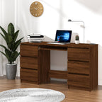 Modern Wooden Home Office Computer Desk Table With 6 Storage Drawers