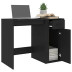 Modern Wooden Home Office Computer Desk Table With Storage Compartment & Drawer
