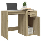 Modern Wooden Home Office Computer Desk Table With Storage Compartment & Drawer