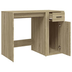 Modern Wooden Home Office Computer Desk Table With Storage Compartment & Drawer