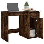 Modern Wooden Home Office Computer Desk Table With Storage Compartment & Drawer
