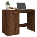 Modern Wooden Home Office Computer Desk Table With Storage Compartment & Drawer