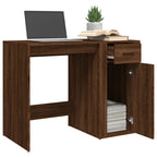 Modern Wooden Home Office Computer Desk Table With Storage Compartment & Drawer