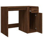 Modern Wooden Home Office Computer Desk Table With Storage Compartment & Drawer