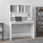 Modern Wooden Office Gaming Computer Desk Table With Open Storage Shelves