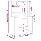 Modern Wooden Office Gaming Computer Desk Table With Open Storage Shelves