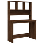 Modern Wooden Office Gaming Computer Desk Table With Open Storage Shelves