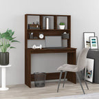 Modern Wooden Office Gaming Computer Desk Table With Open Storage Shelves
