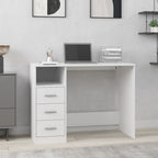 Modern Wooden Home Office Computer Desk Table With 3 Storage Drawers Wood