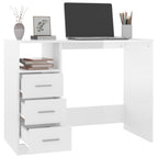Modern Wooden Home Office Computer Desk Table With 3 Storage Drawers Wood