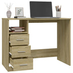 Modern Wooden Home Office Computer Desk Table With 3 Storage Drawers Wood
