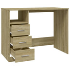 Modern Wooden Home Office Computer Desk Table With 3 Storage Drawers Wood