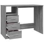 Modern Wooden Home Office Computer Desk Table With 3 Storage Drawers Wood