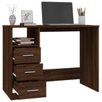 Modern Wooden Home Office Computer Desk Table With 3 Storage Drawers Wood