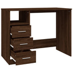 Modern Wooden Home Office Computer Desk Table With 3 Storage Drawers Wood