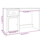 Desk with Drawer Sonoma Oak 115x50x75 cm Engineered Wood