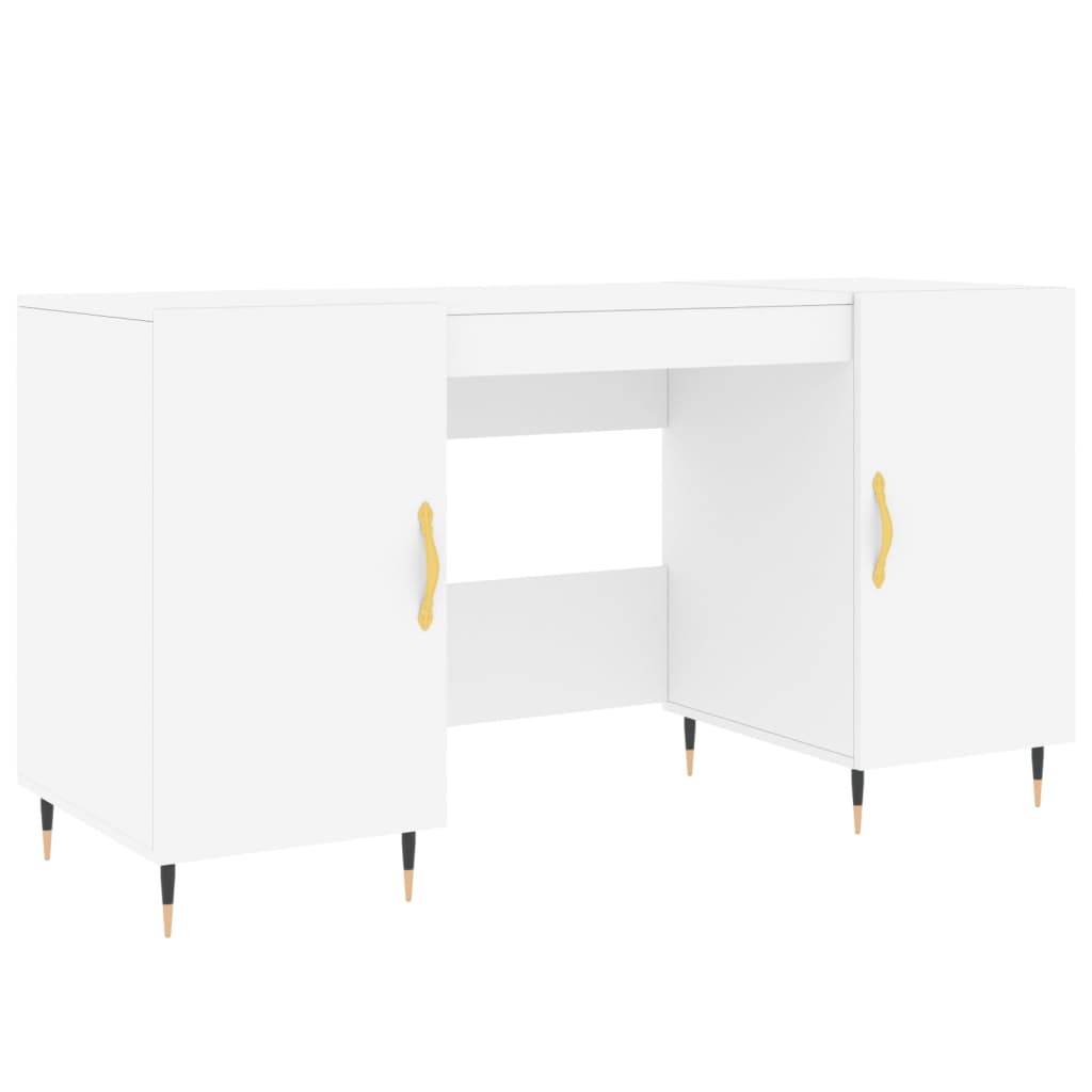 Modern Wooden Home Office Computer Desk Table With 2 Storage Cupboards